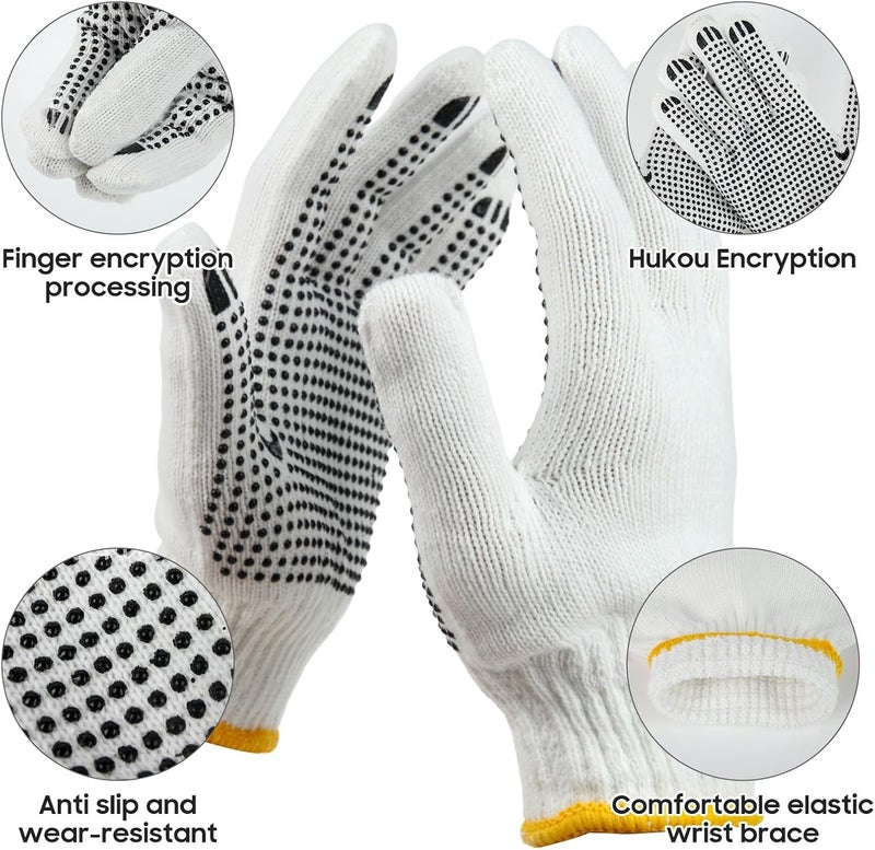 PLWJK Unisex white cotton polyester knitted safety gloves,suitable for gardening,warehouse,cooking work-12/36/240 pairs - Image 2